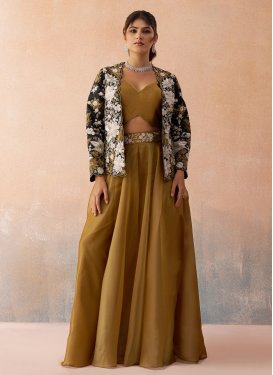 Black and Mustard Tissue Palazzo Suit with Cutdana Work for Festival