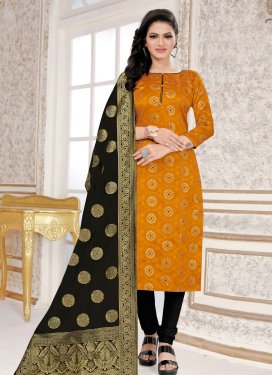 Black and Orange Trendy Churidar Salwar Kameez For Casual