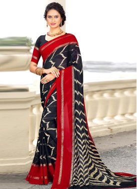 Black and Red Chiffon Satin Trendy Classic Saree
