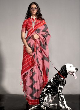 Black and Red Designer Contemporary Style Saree For Ceremonial