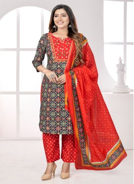 Black and Red Readymade Salwar Suit