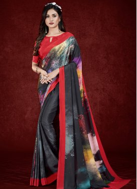 Black and Red Traditional Designer Saree