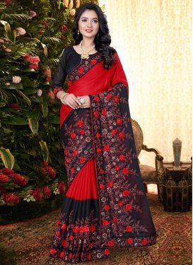 Black and Red Trendy Classic Saree