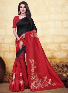 Black and Red Woven Work Designer Contemporary Saree