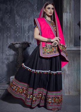 Black and Rose Pink Art Silk Designer Classic Lehenga Choli