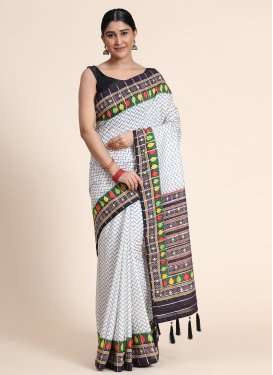 Black and White Designer Traditional Saree