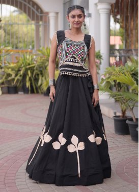 Black Silk Blend Embroidered Work Readymade Lehenga Choli for Women