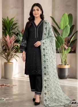 Black Silk Blend Readymade Salwar Suit with Embroidered Work for Festival