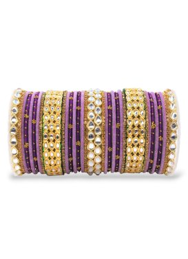 Blissful Gold and Purple Kada Bangles For Ceremonial