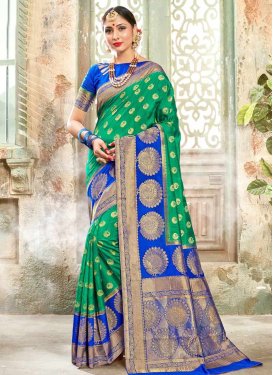 Blue and Green Trendy Classic Saree