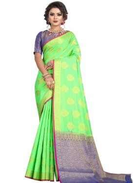 Blue and Mint Green Art Silk Designer Traditional Saree For Ceremonial