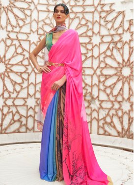 Blue and Rose Pink Designer Contemporary Saree