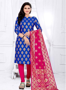Blue and Rose Pink Trendy Churidar Salwar Suit