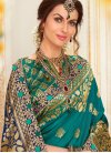 Navy Blue and Teal Color Designer Traditional Saree - 1