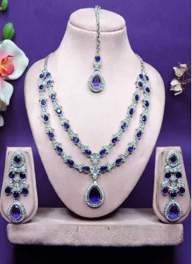 Blue and White Alloy Necklace Set For Party