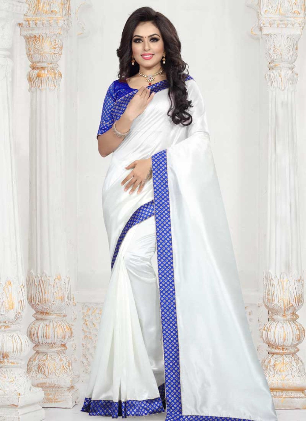 Charukriti Handloom Saree without Blouses : Buy CHARUKRITI White Silk  Cotton Handwoven Jamdani Saree without Blouse with Sky Blue Pallu Online |  Nykaa Fashion