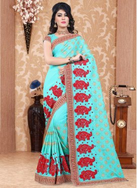 Booti Work Pure Georgette Traditional Saree