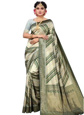 Bottle Green and Grey Designer Traditional Saree