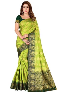 Bottle Green and Olive Thread Work Trendy Classic Saree