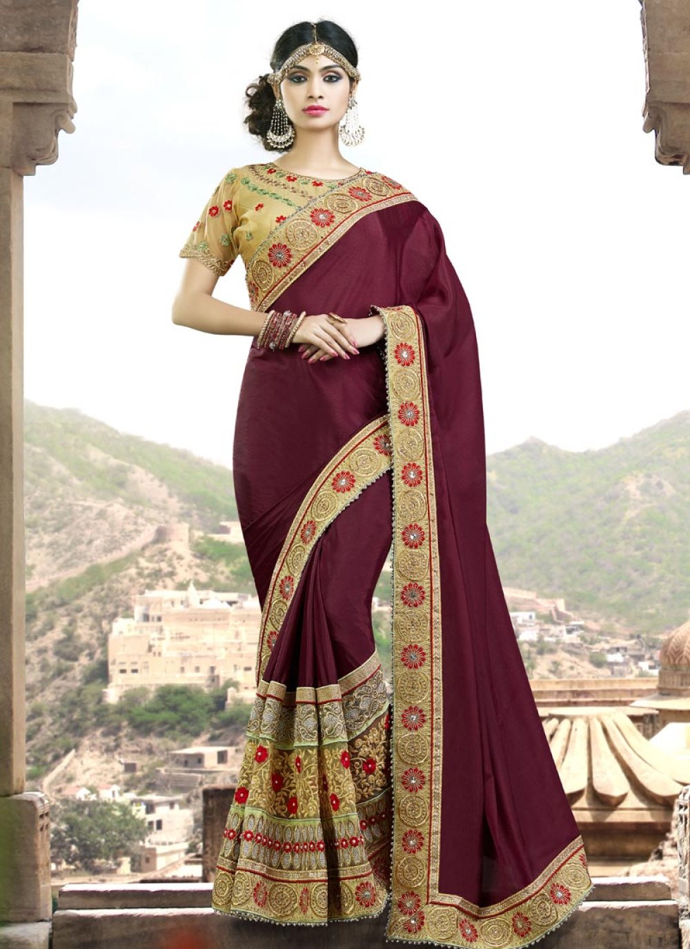 Buy Semi Raw Silk Saree With Mirror Work and Bead Work in Custom Online in  India - Etsy | Raw silk saree, Mirror work saree, Designer saree blouse  patterns