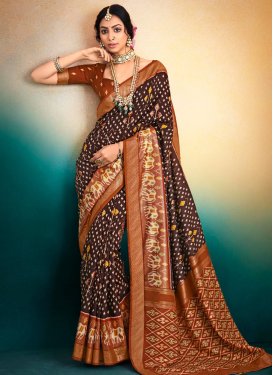 Brown and Coffee Brown Designer Contemporary Style Saree