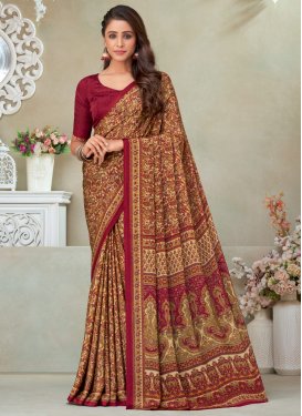 Brown and Maroon Trendy Classic Saree For Ceremonial