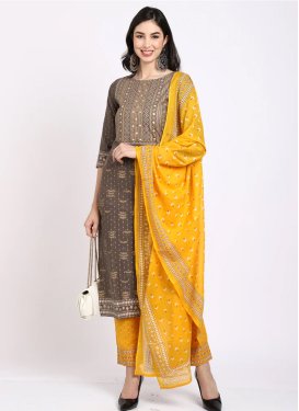 Brown and Mustard Cotton Readymade Designer Salwar Suit