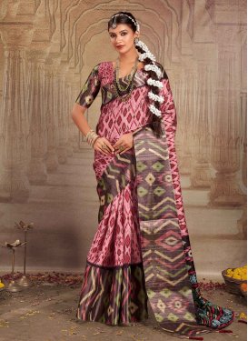Brown and Pink Designer Contemporary Style Saree For Ceremonial
