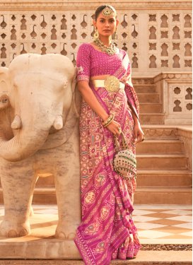 Brown and Pink Traditional Saree