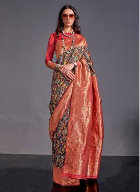 Brown and Salmon Trendy Classic Saree