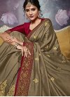 Brown Lace Art Silk Designer Saree - 1