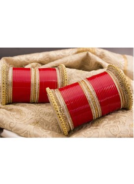 Catchy Stone Work Gold and Red Gold Rodium Polish Bangles