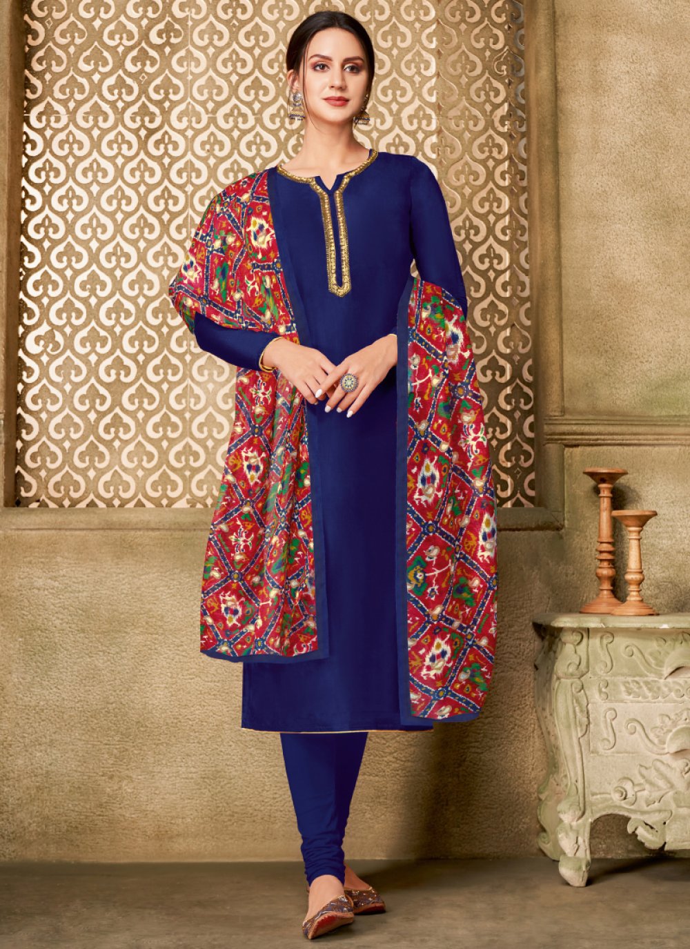Chanderi Cotton Embroidered Salwar Suit Material Price in India, Full  Specifications & Offers | DTashion.com