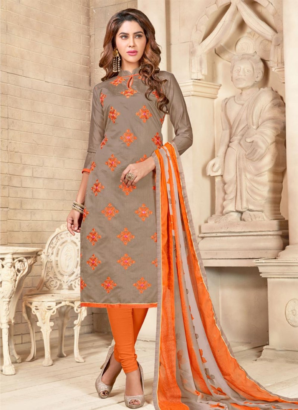 Buy Light Pink Chanderi Cotton Salwar Suit (NWS-6463) Online