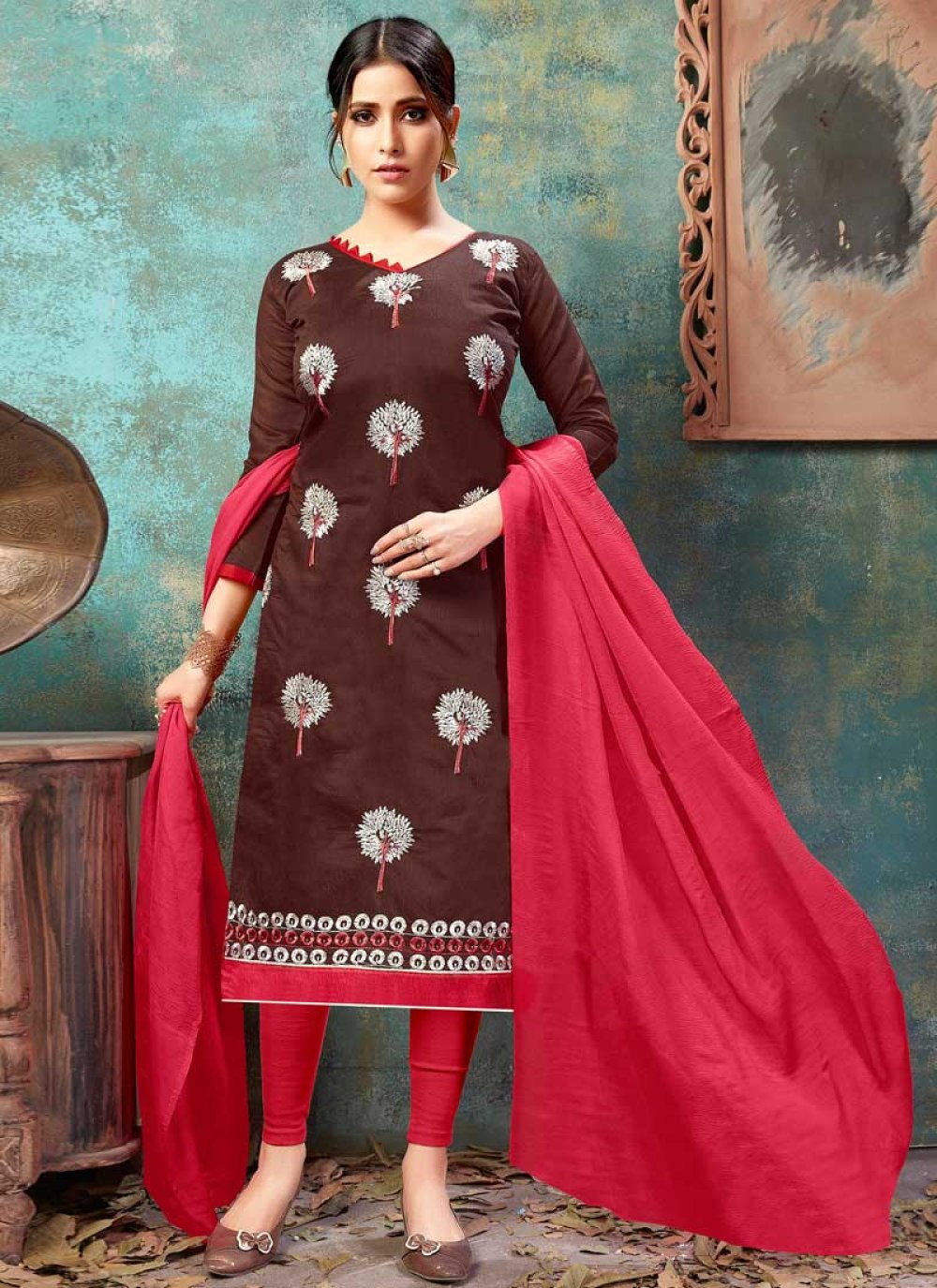 chanderi cotton plus size salwar suit and price -820899754 | Heenastyle