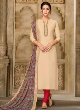 Chanderi Cotton Trendy Churidar Salwar Suit For Casual