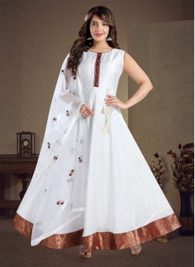 Chanderi Silk Embroidered Work Readymade Designer Gown