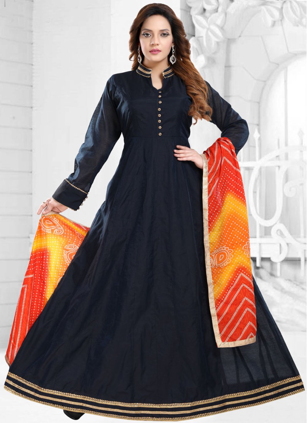 Chanderi Silk Readymade Designer Gown For Ceremonial