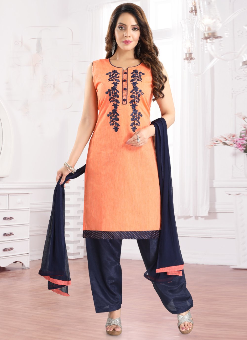 Chanderi Silk Readymade Designer Suit