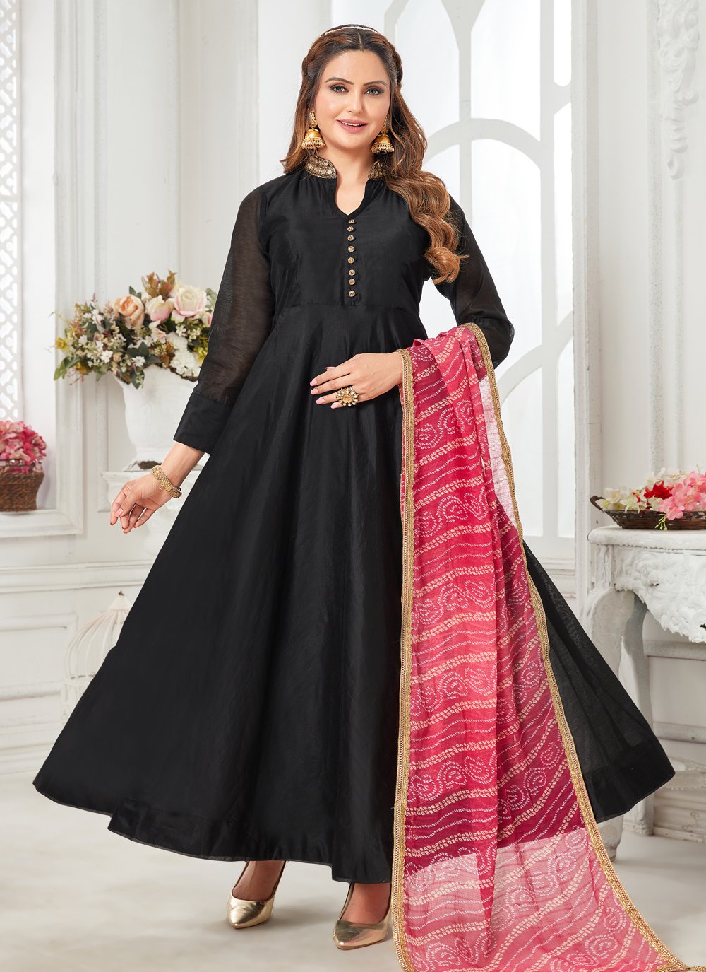 Chanderi Silk Readymade Floor Length Gown