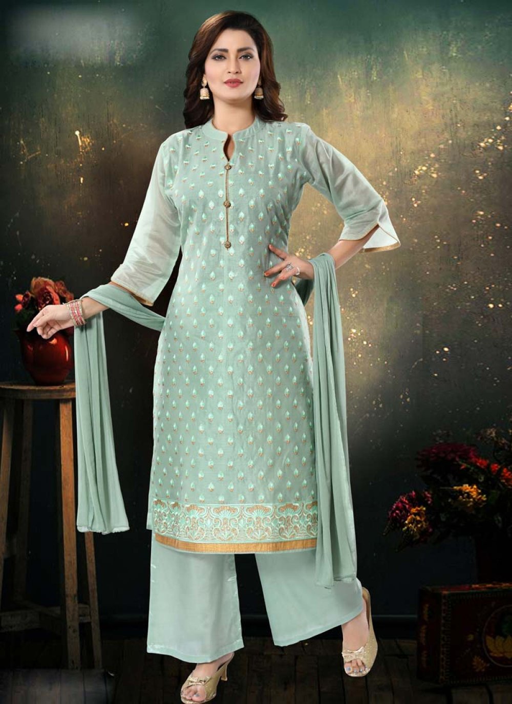 Buy Chanderi Cotton Black Churidar Designer Suit Online : 208967 - Salwar  Kameez