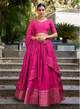 Chanderi Silk Trendy Lehenga Choli with Foil Print Work in Rose Pink for Ceremonial