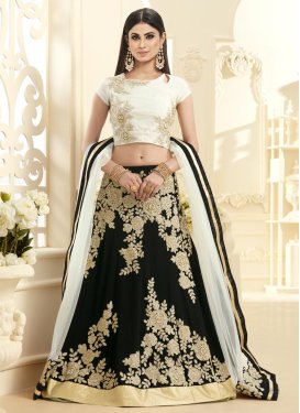 Charismatic Black and Off White Beads Work A - Line Lehenga