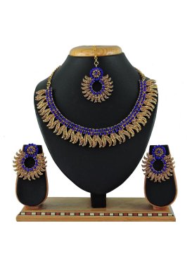 Charismatic Blue and Gold Alloy Necklace Set