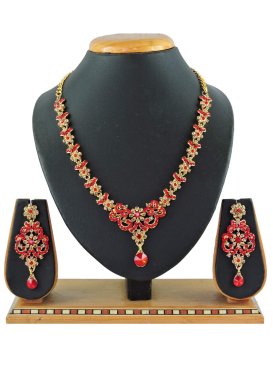 Charismatic Gold and Red Alloy Necklace Set
