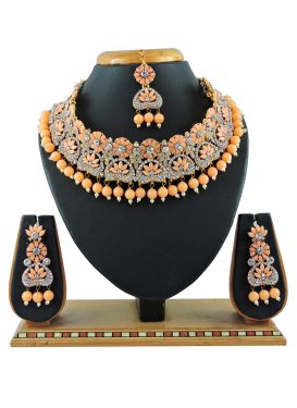 Charismatic Gold Rodium Polish Alloy Beads Work Necklace Set
