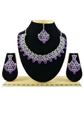 Charismatic Silver Rodium Polish Necklace Set For Ceremonial