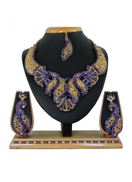 Charming Alloy Blue and Gold Necklace Set