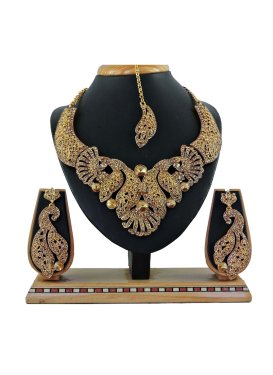 Charming Alloy Gold Rodium Polish Necklace Set For Party