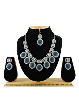 Charming Alloy Silver Rodium Polish Necklace Set For Ceremonial